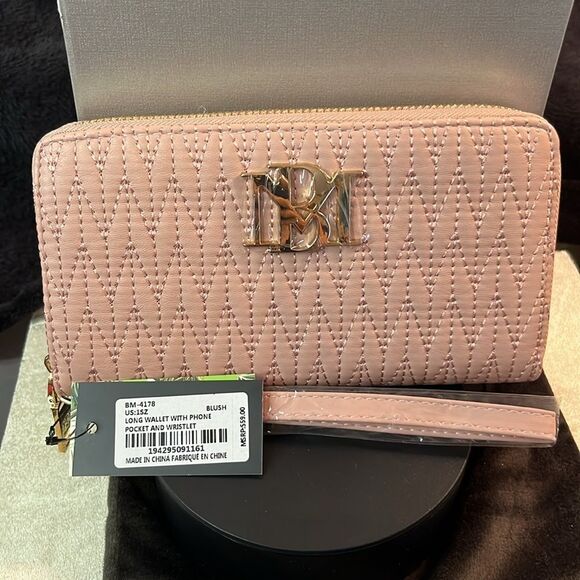 BADGGLEY MISCHKA BLUSH LONG WALLET WITH PHONE POCKET & WRISTLET NWT - Picture 1 of 13